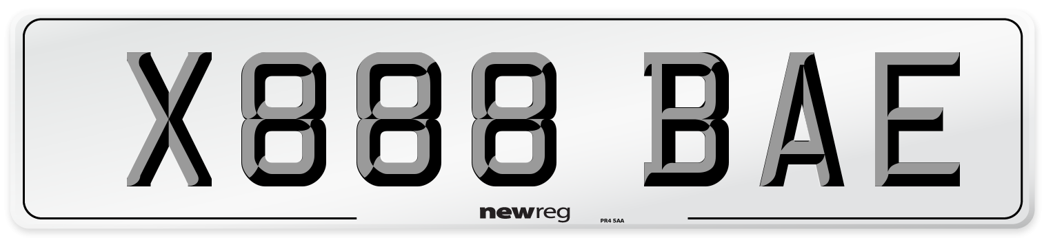 X888 BAE Number Plate from New Reg